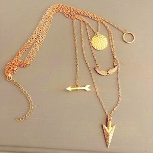 Multi strand gold necklace w charms